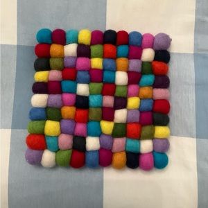 Multicolor Felted wool balls trivet. NWOT